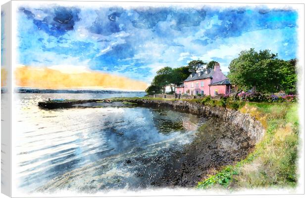 Empacombe Quay in Cornwall Painting Canvas Print by Helen Hotson