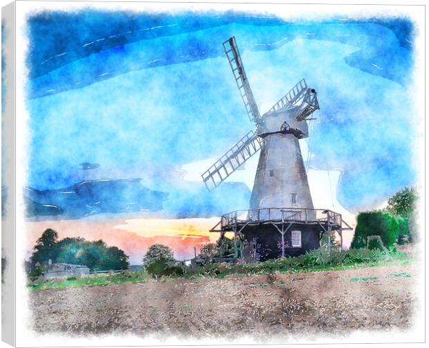 Woodchurch Windmill Painting Canvas Print by Helen Hotson