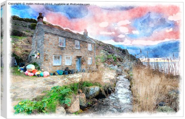 Cottage by the Sea Canvas Print by Helen Hotson
