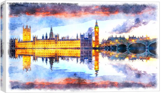 London Watercolour Canvas Print by Helen Hotson