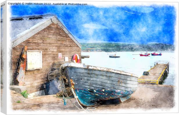 Boats at Swanage Watercolour Canvas Print by Helen Hotson