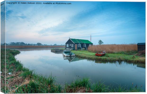 Dawn on the River Thurne Canvas Print by Helen Hotson