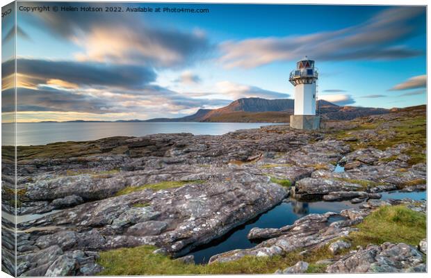 A long exposure of Rhue lighthouse Canvas Print by Helen Hotson