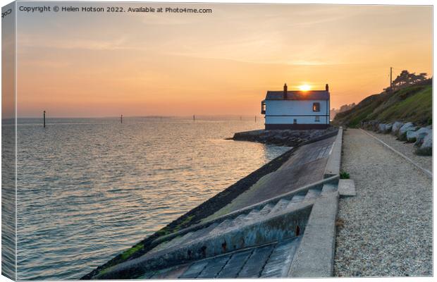 The Watch House at Lepe Canvas Print by Helen Hotson