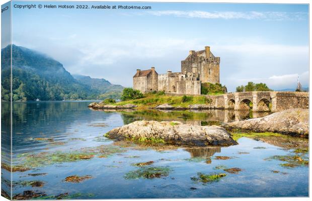 Early Morning at Eilean Donan Castle Canvas Print by Helen Hotson