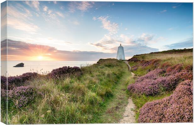 The Pepper Pot Lighthouse at Portreath Canvas Print by Helen Hotson