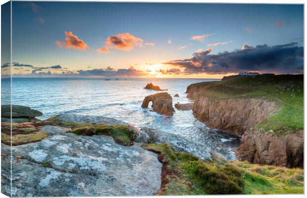 Land's End in Cornwall Canvas Print by Helen Hotson