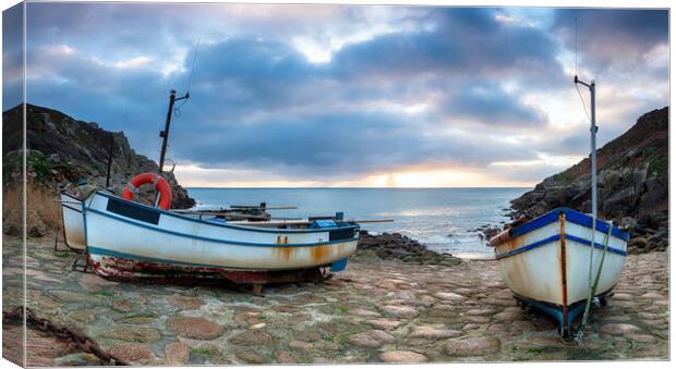 Fishing Boats at Penberth Cove Canvas Print by Helen Hotson