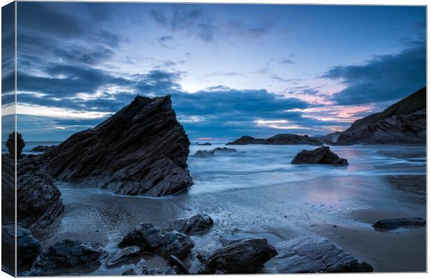 Rocky Cornwall Coast Canvas Print by Helen Hotson