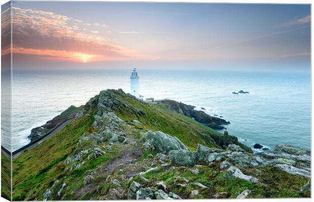 Start Point Lighthouse in Devon Canvas Print by Helen Hotson