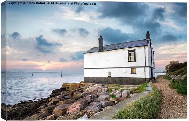 Cottage on the Sea Shore Canvas Print by Helen Hotson