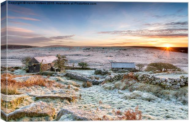 Winter Sunrise on Bodmin Moor Canvas Print by Helen Hotson