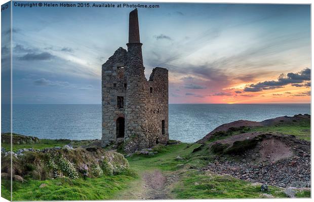 Sunset at Wheal Owles Canvas Print by Helen Hotson