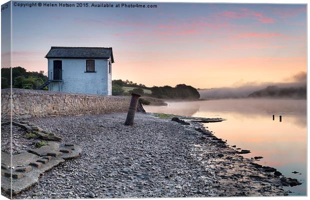 Early Morning Mist in the Tamar Valley Canvas Print by Helen Hotson