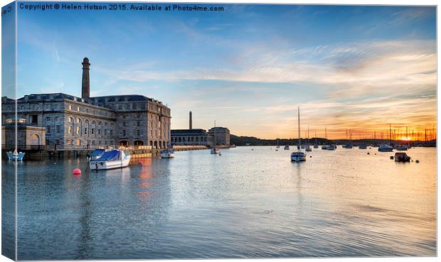 Sunset at the Royal William Yard in Plymouth Canvas Print by Helen Hotson