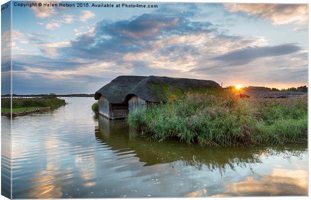 Thatched Boat Houses Canvas Print by Helen Hotson