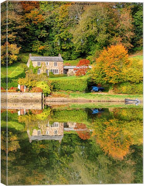 Autumn at Lerryn in Cornwall Canvas Print by Helen Hotson