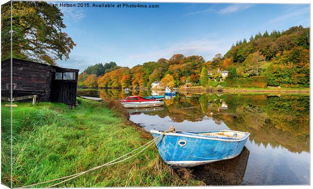Boats at Lerryn  Canvas Print by Helen Hotson