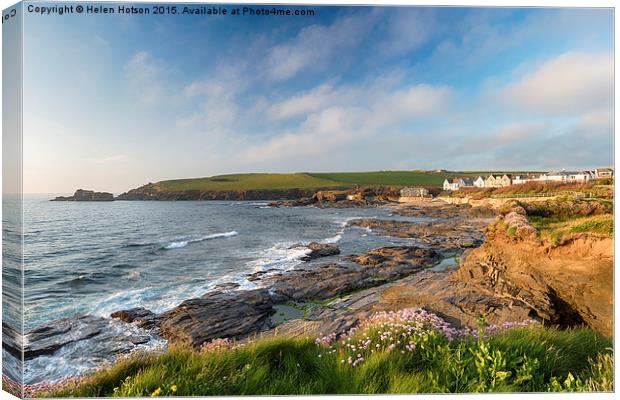 Trevone Bay in Cornwall Canvas Print by Helen Hotson