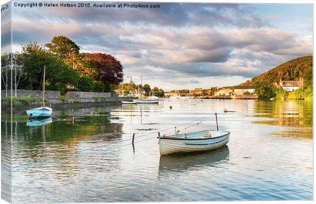 Boats at Millbrook in Cornwall Canvas Print by Helen Hotson
