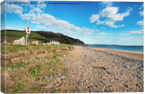 The Beach at Beesands in Devon Canvas Print by Helen Hotson