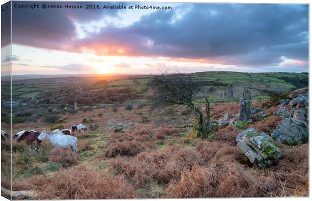 Caradon Hill in Cornwall Canvas Print by Helen Hotson