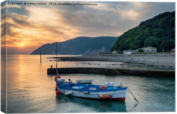 Sunrise at Lynmouth in Devon Canvas Print by Helen Hotson