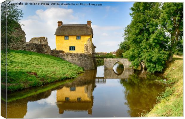 Cottage on a Moat Canvas Print by Helen Hotson