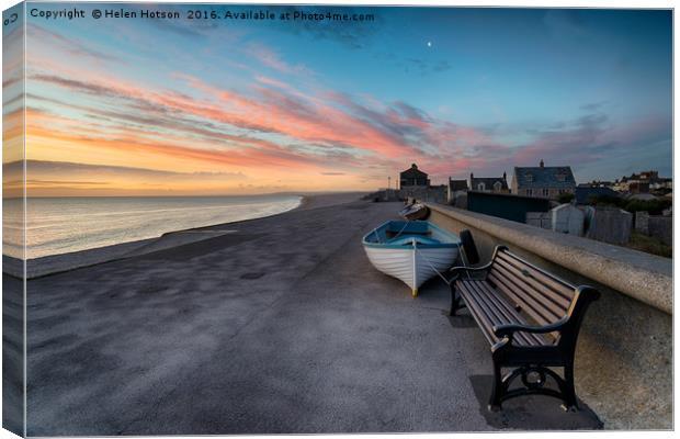 Stunning Sunset Over Chesil Cove Canvas Print by Helen Hotson