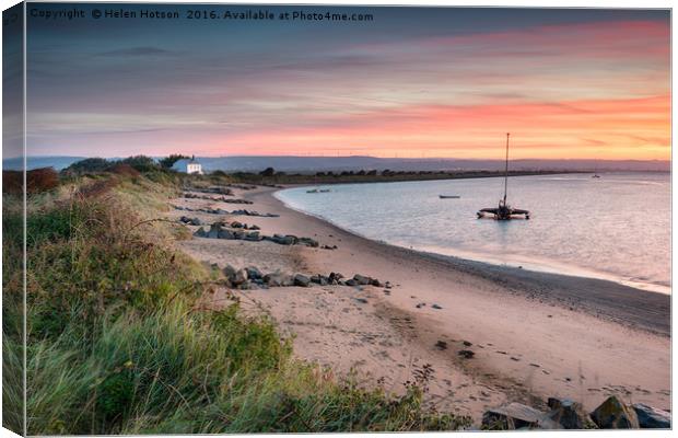 Surise on the Devon Coast Canvas Print by Helen Hotson