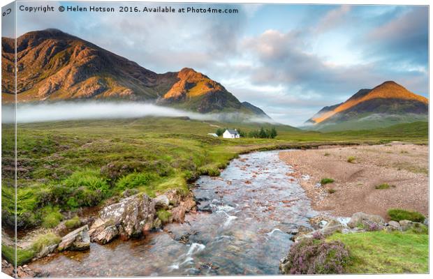 The River Coe at Glencoe in Scotland Canvas Print by Helen Hotson