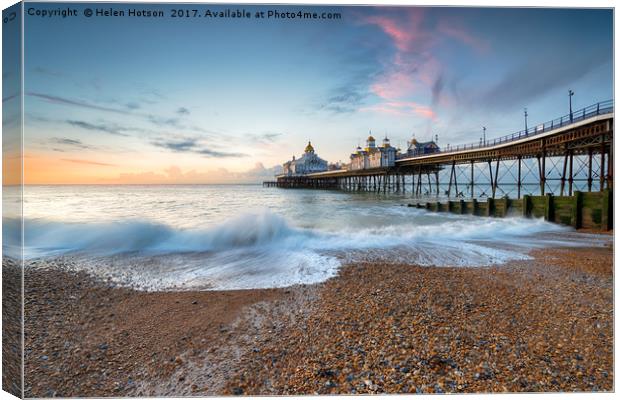Dawn at Eastbourne Pier Canvas Print by Helen Hotson