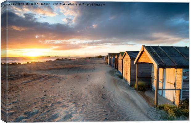 Sunset at West Wittering Canvas Print by Helen Hotson