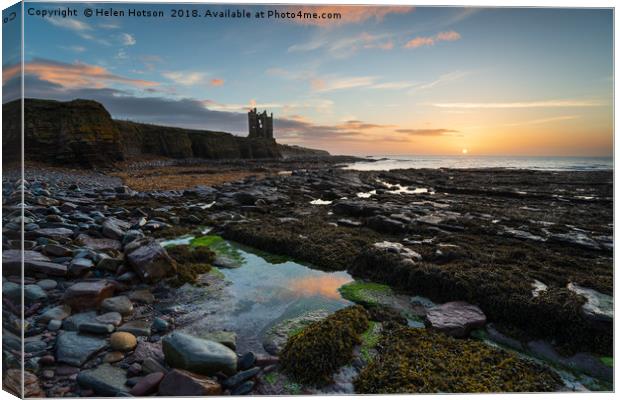 Keiss Castle at Caithness in Scotland Canvas Print by Helen Hotson