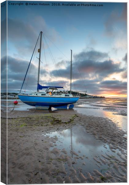 Sunset at Instow in devon Canvas Print by Helen Hotson
