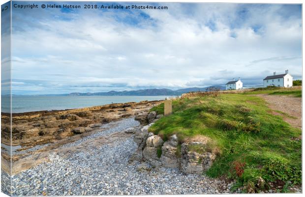 Penmon Point Cottages Canvas Print by Helen Hotson