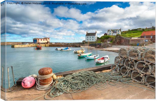 St Abbs Harbour in Scotland Canvas Print by Helen Hotson