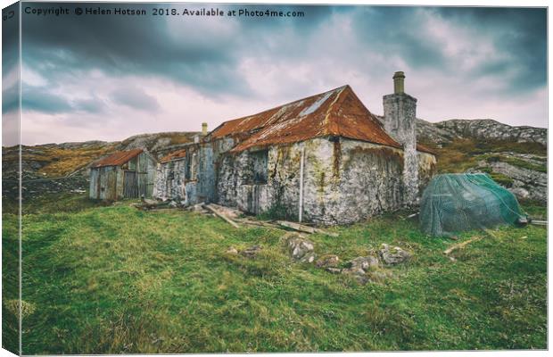 Ruined Croft at Quidnish in Scotland Canvas Print by Helen Hotson