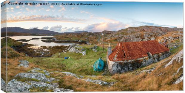 Sunset over Quidnish on the Isle of Harris Canvas Print by Helen Hotson