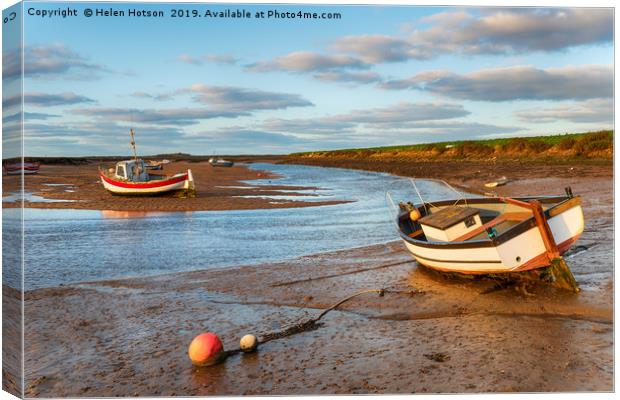Fishing Boats at Burnham Overy Staithe Canvas Print by Helen Hotson