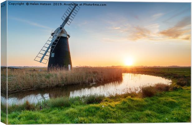 Halvergate Windmill on the Norfolk Broads Canvas Print by Helen Hotson