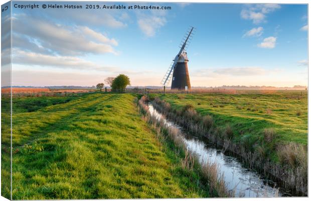 Halvergate Windmill near Great Yarmouth  Canvas Print by Helen Hotson