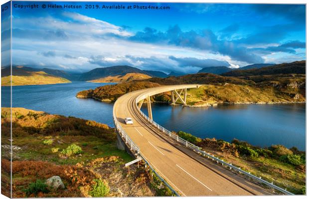 The Kylesku Bridge in Scotland Canvas Print by Helen Hotson