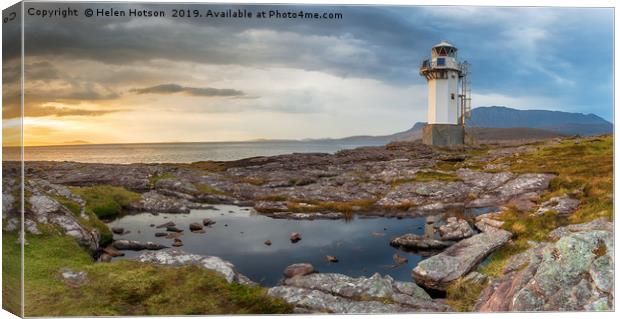Rhue Lighthouse near Ullapool in Scotland Canvas Print by Helen Hotson