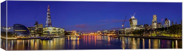 Thames Panorama Night Canvas Print by Olavs Silis