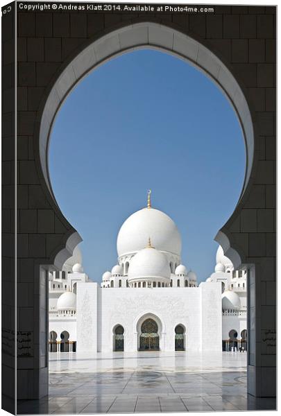 Sheikh Zayed Mosque, Abu Dhabi Canvas Print by Andreas Klatt