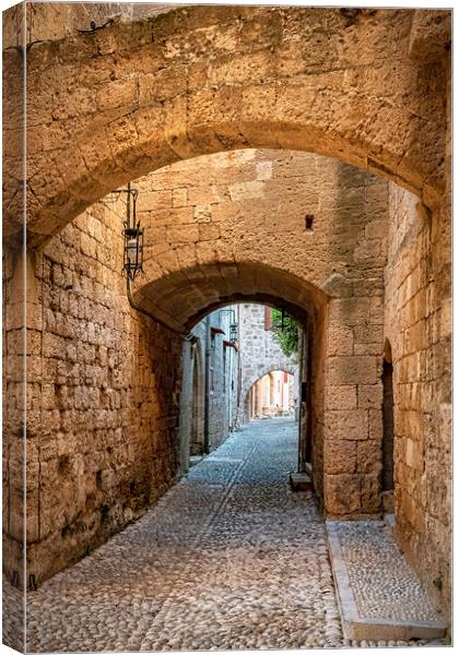 Rhodes Street of the Knights Alleyway Canvas Print by Antony McAulay
