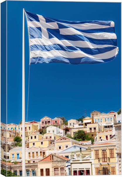 Symi Greek Island Flag Canvas Print by Antony McAulay