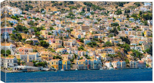 Symi Greek Island Hillside Canvas Print by Antony McAulay