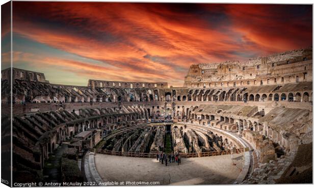 Rome Colosseum Interior Dramatic View Canvas Print by Antony McAulay